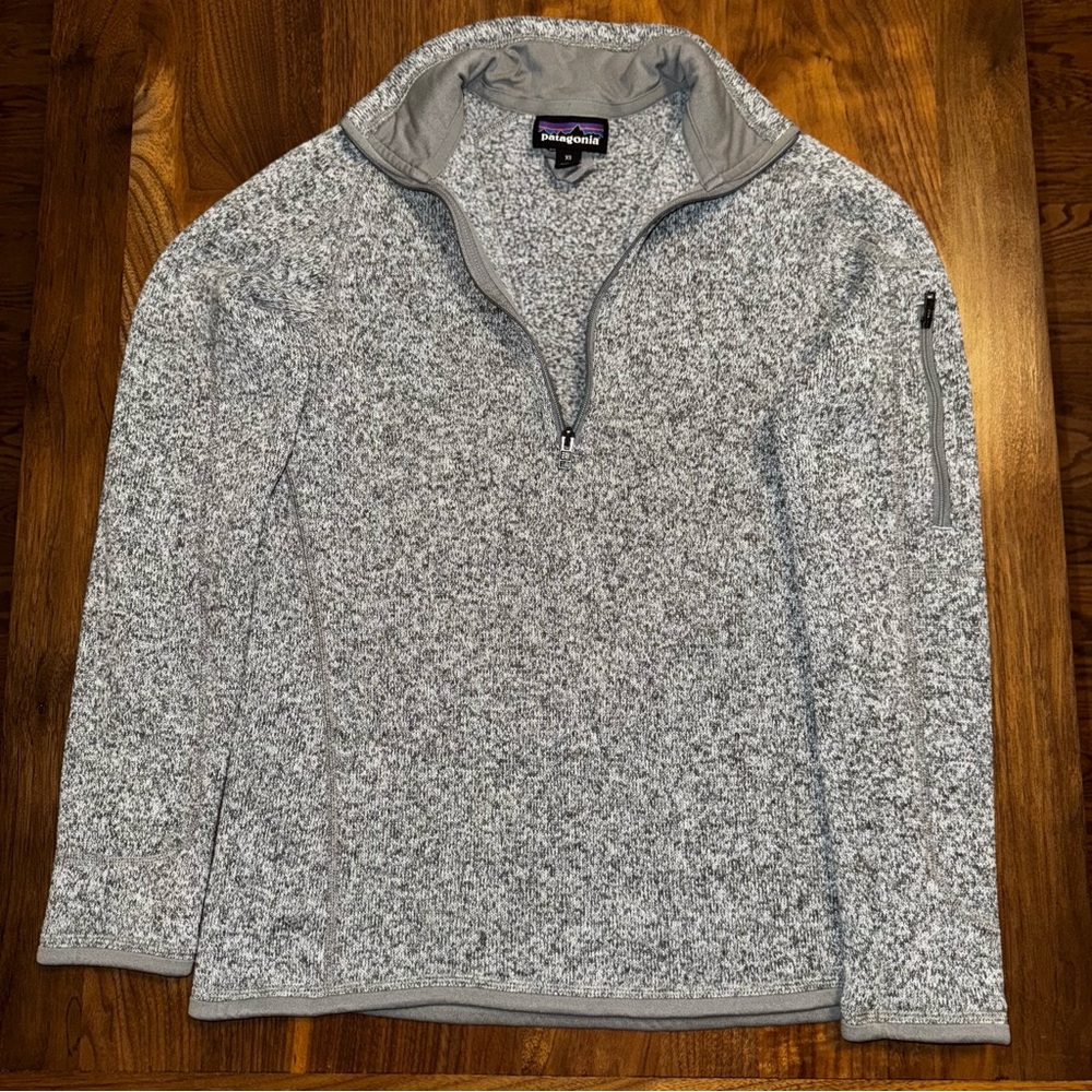 Patagonia Gray Zip Up Sweater with Heathered Texture